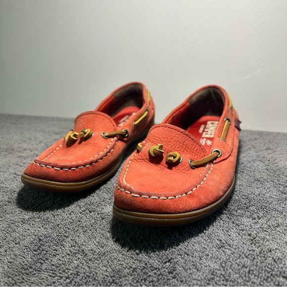 Camper | Red-Orange Leather Flats - Picture 1 of 9